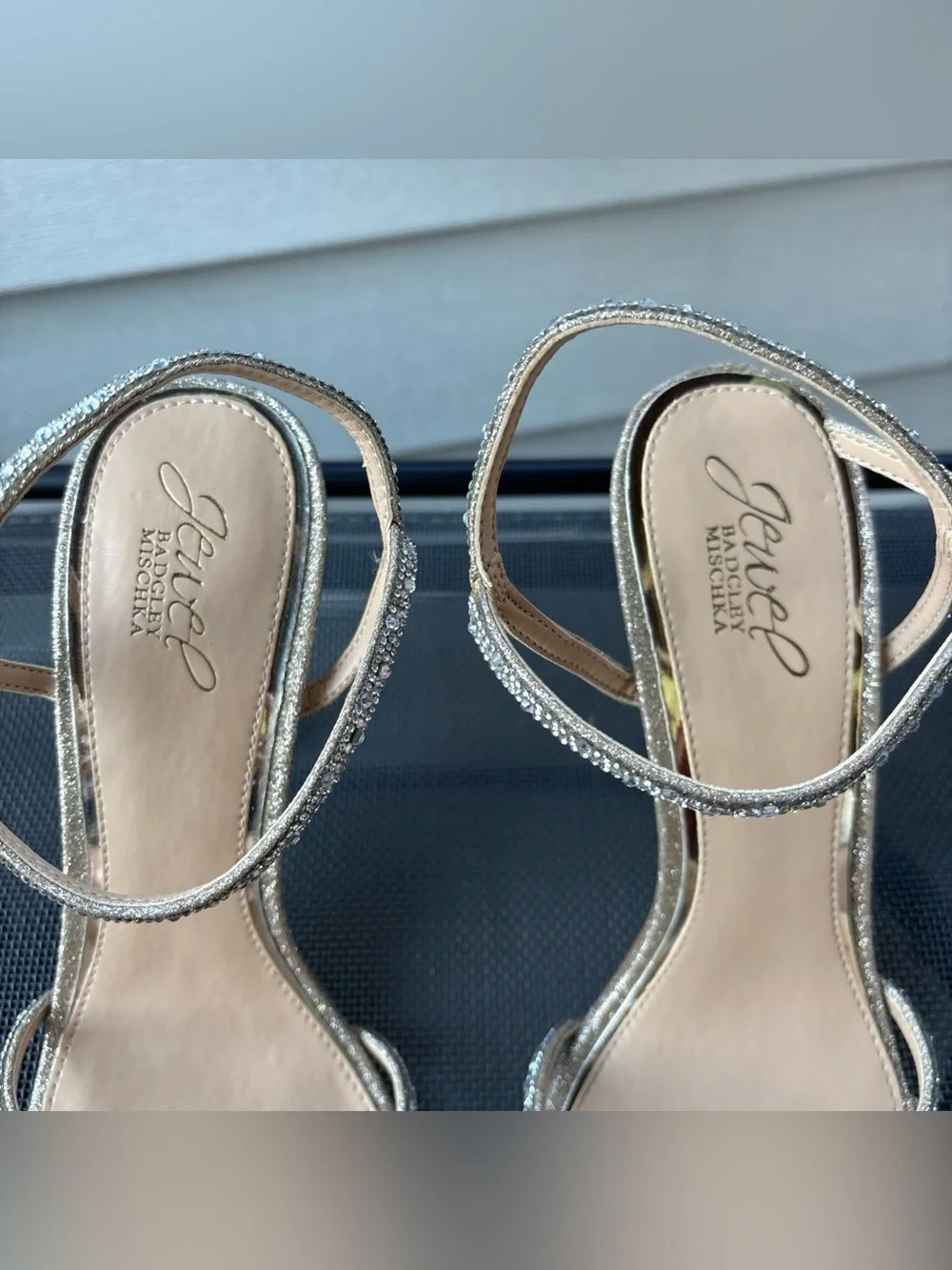 Jewel Badgley Mischka Evening Heels Sandals Size 8.5